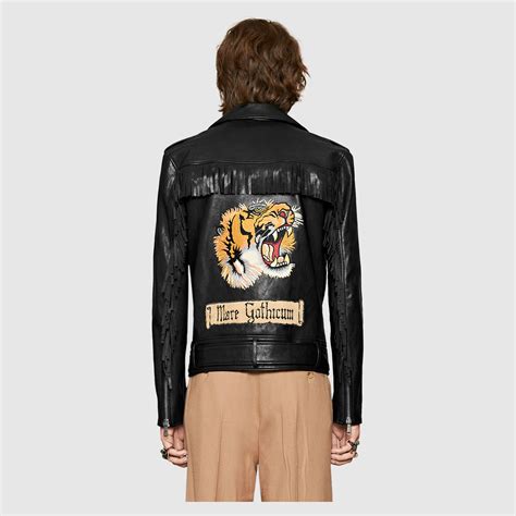 cheap gucci leather jacket|gucci tiger leather jacket.